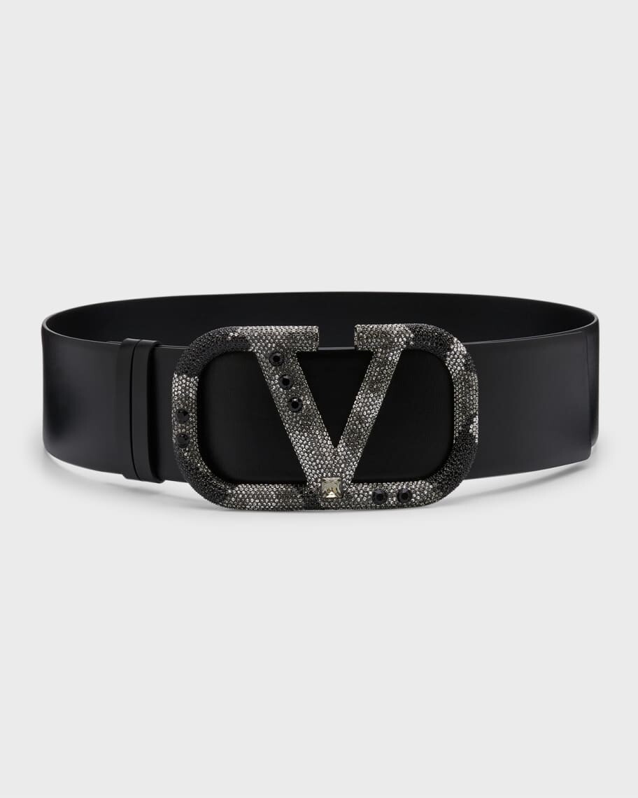 

Кожаный ремень со стразами и логотипом Valentino Garavani