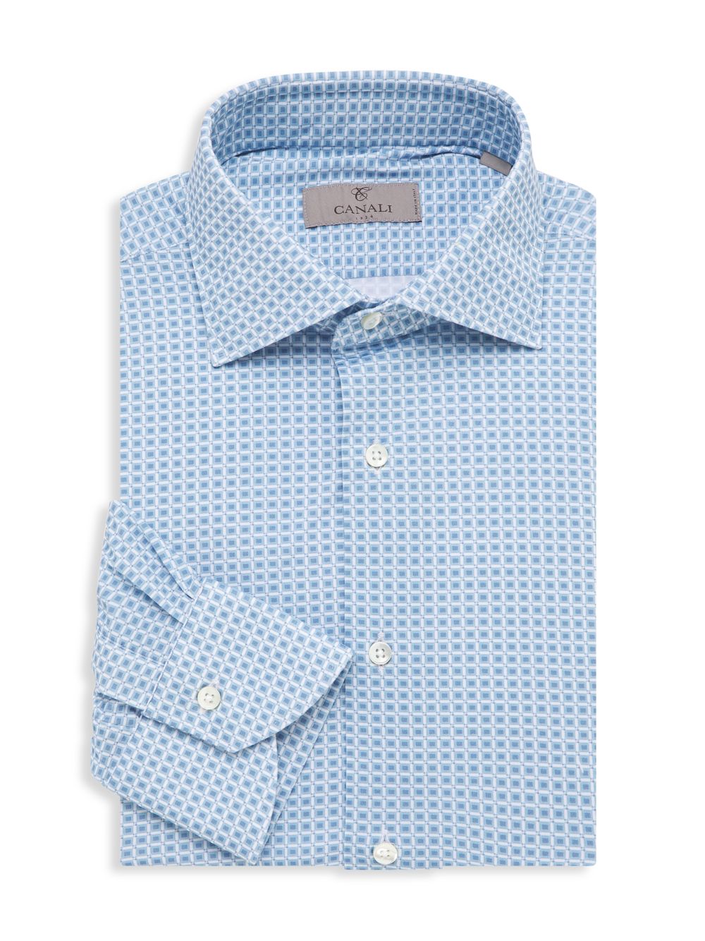 Рубашка с геометрическим рисунком Canali, синий