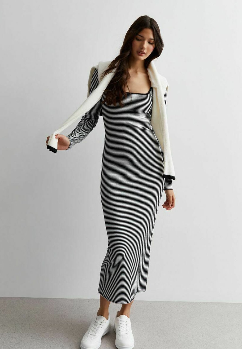 Трикотажное платье STRIPE SQUARE NECK New Look, цвет black pattern