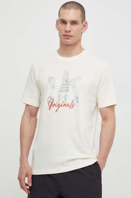 

Хлопковая футболка adidas Originals, бежевый