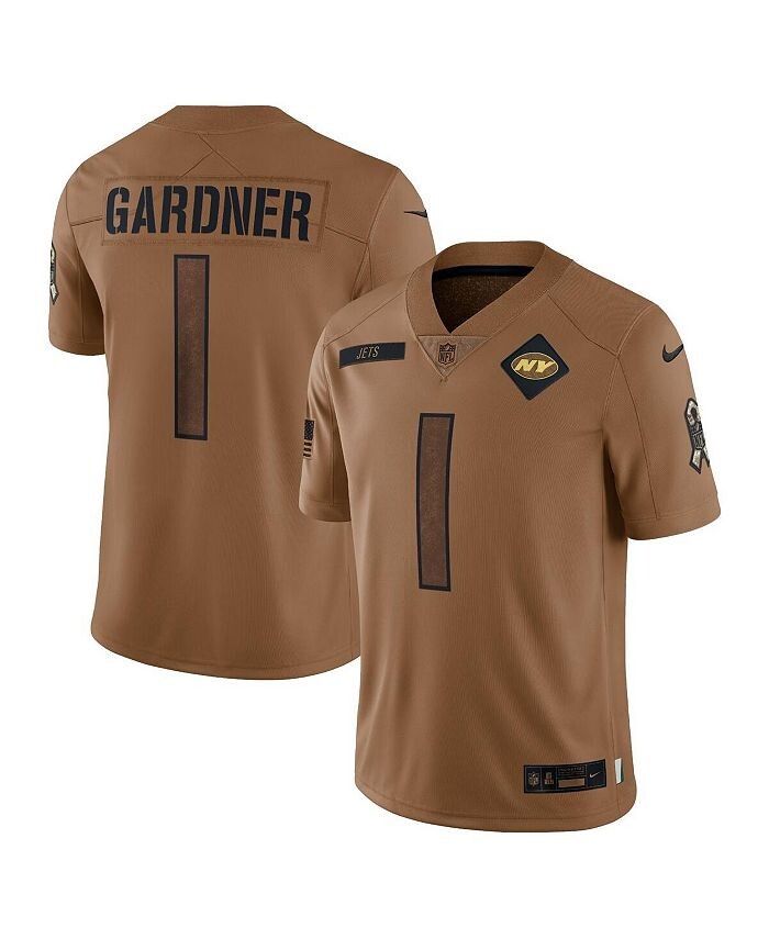 

Мужское джерси Ahmad Sauce Gardner Brown Distressed New York Jets 2023 Salute To Service Limited Nike, коричневый