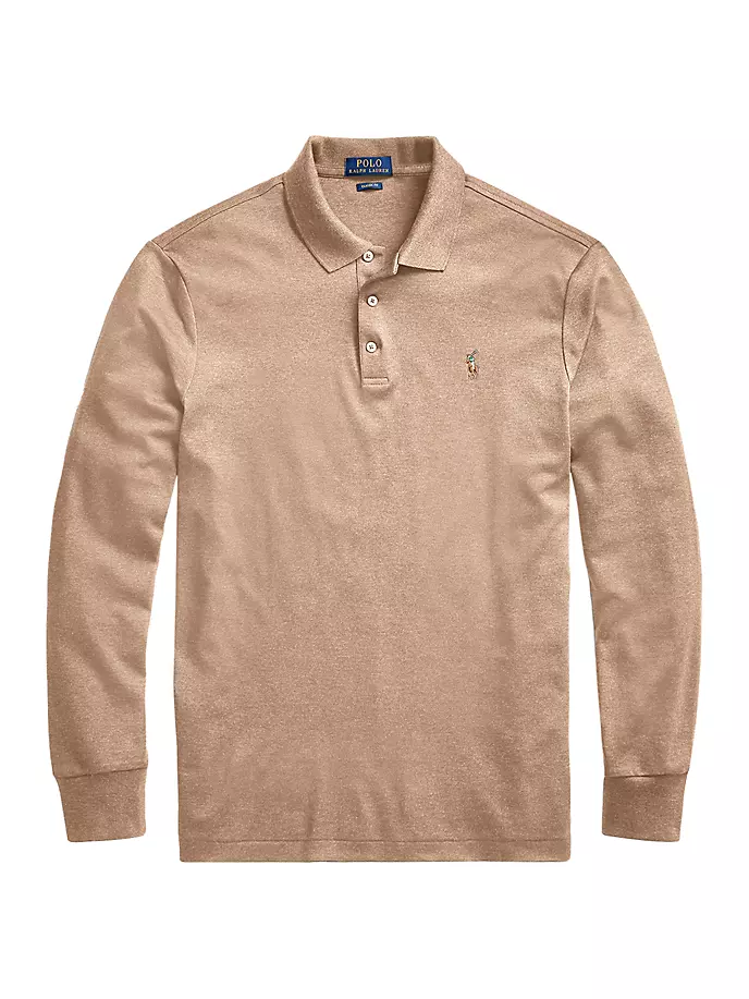 

Вязаная рубашка-поло с длинными рукавами Polo Ralph Lauren, цвет camel