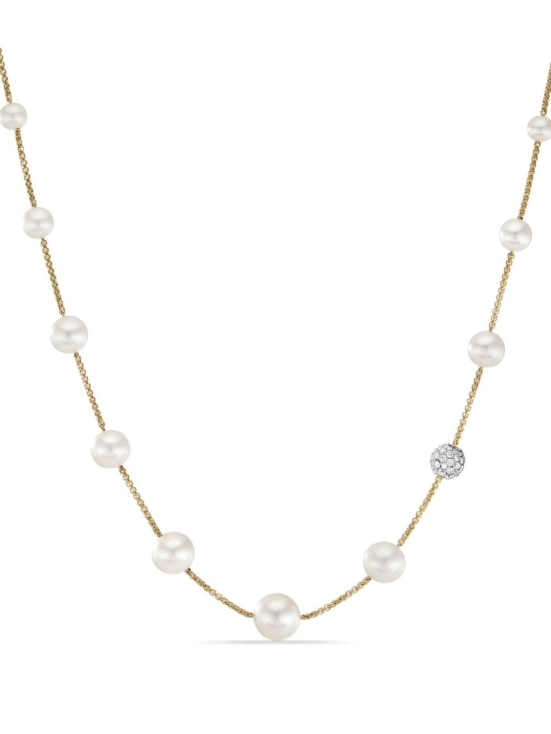 

Колье из желтого золота с жемчугом и бриллиантами David Yurman, золотой