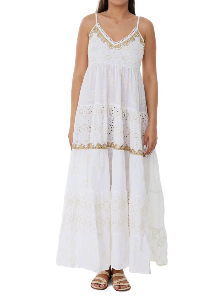 Многоярусное платье макси с люверсами Ranee'S, белый