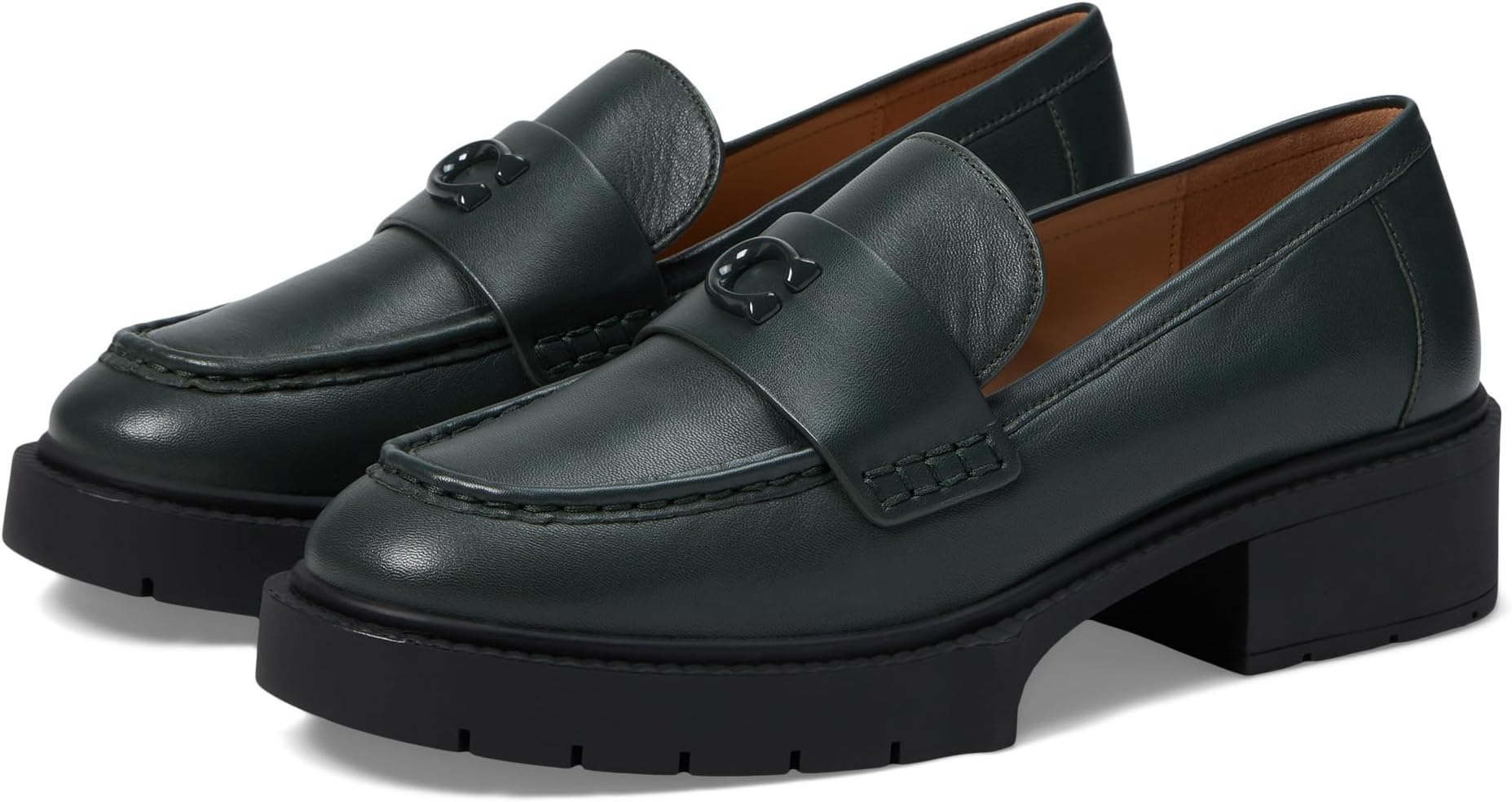 

Лоферы Leah Leather Loafer COACH, цвет Amazon Green