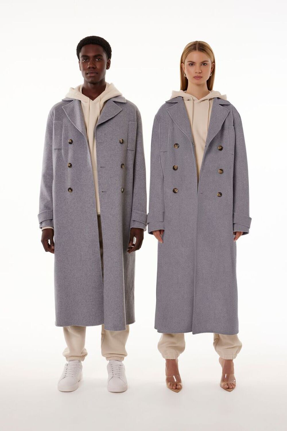 

Двубортное пальто унисекс Barneys New York Forever 21, серый