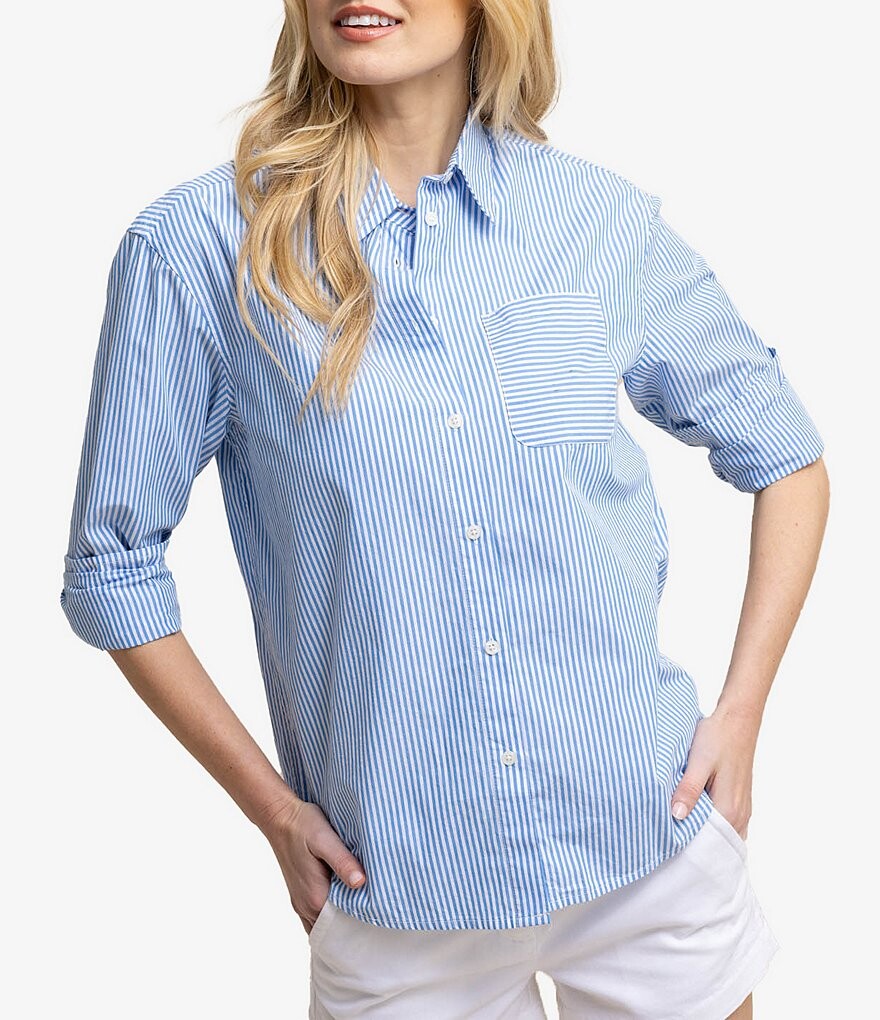 

Рубашка из поплина с длинными рукавами и пуговицами Southern Tide Katherine, синий