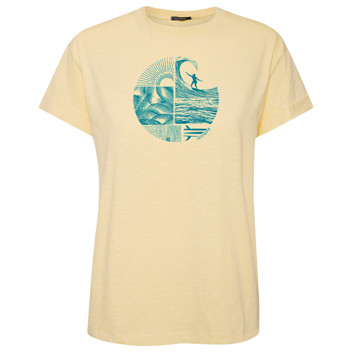 

Футболка Greenbomb Women's Nature Surf Circle Stop s, цвет Lemon