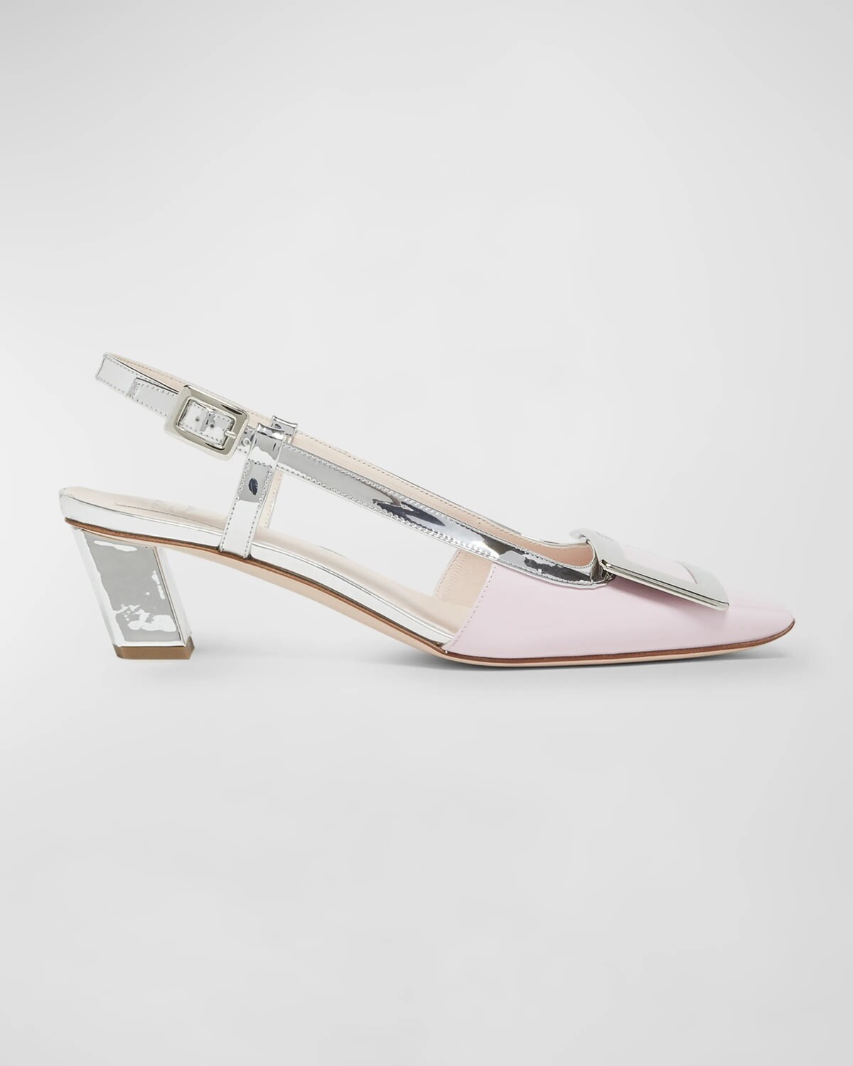 

Двухцветные туфли Belle Vivier с пяткой на пятке Roger Vivier, цвет Teen Pink/Argento
