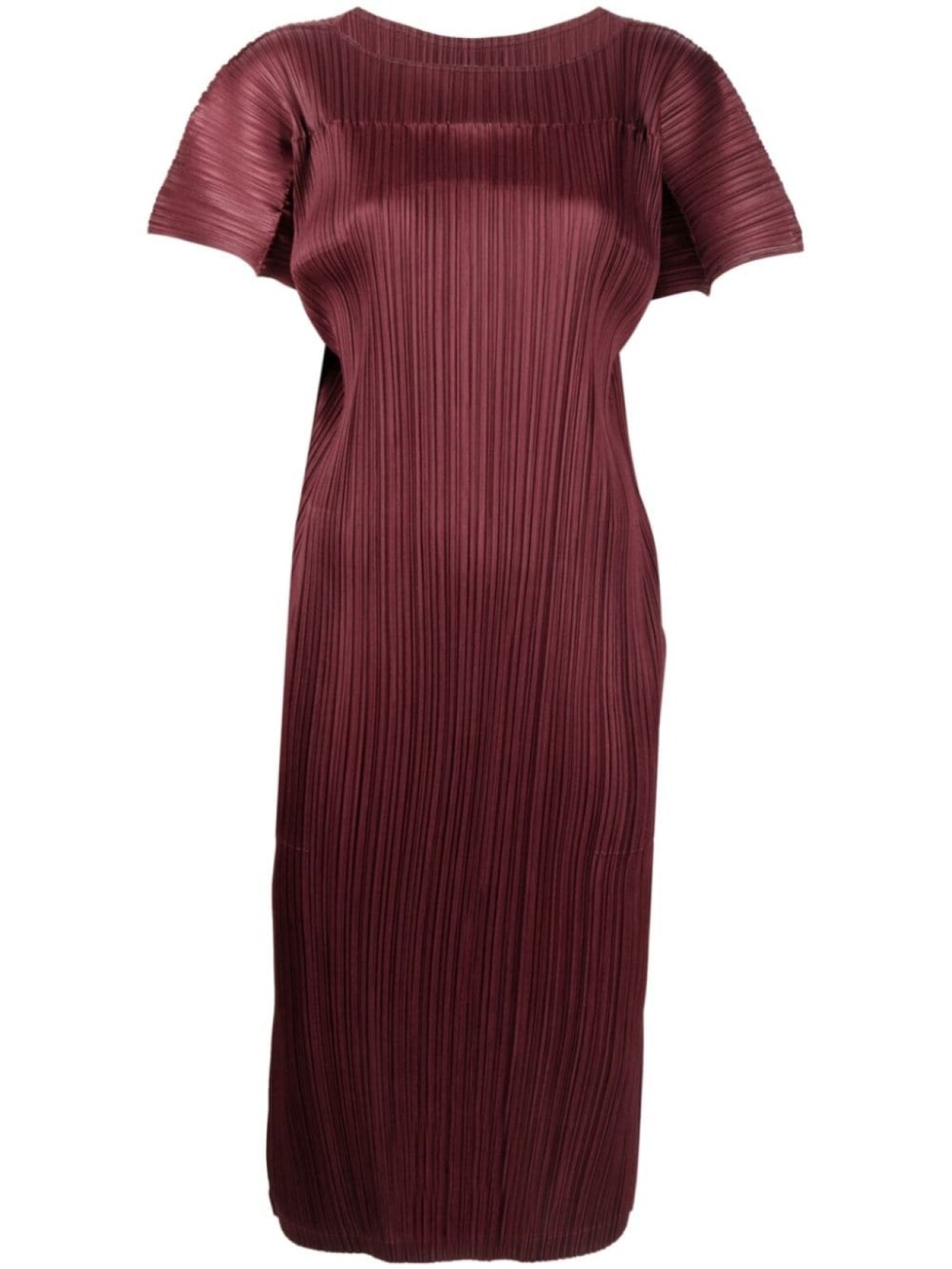 

Pleats Please Issey Miyake платье миди с вырезом-лодочкой, красный