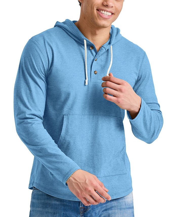 

Мужская толстовка с капюшоном Originals Tri-Blend Henley Hanes, цвет Blue
