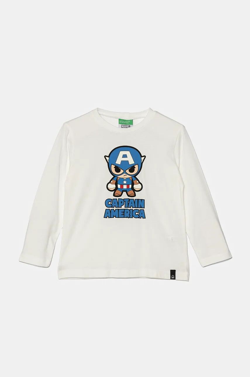 

Хлопковая рубашка с длинными рукавами United Colors of Benetton для мальчиков, белый