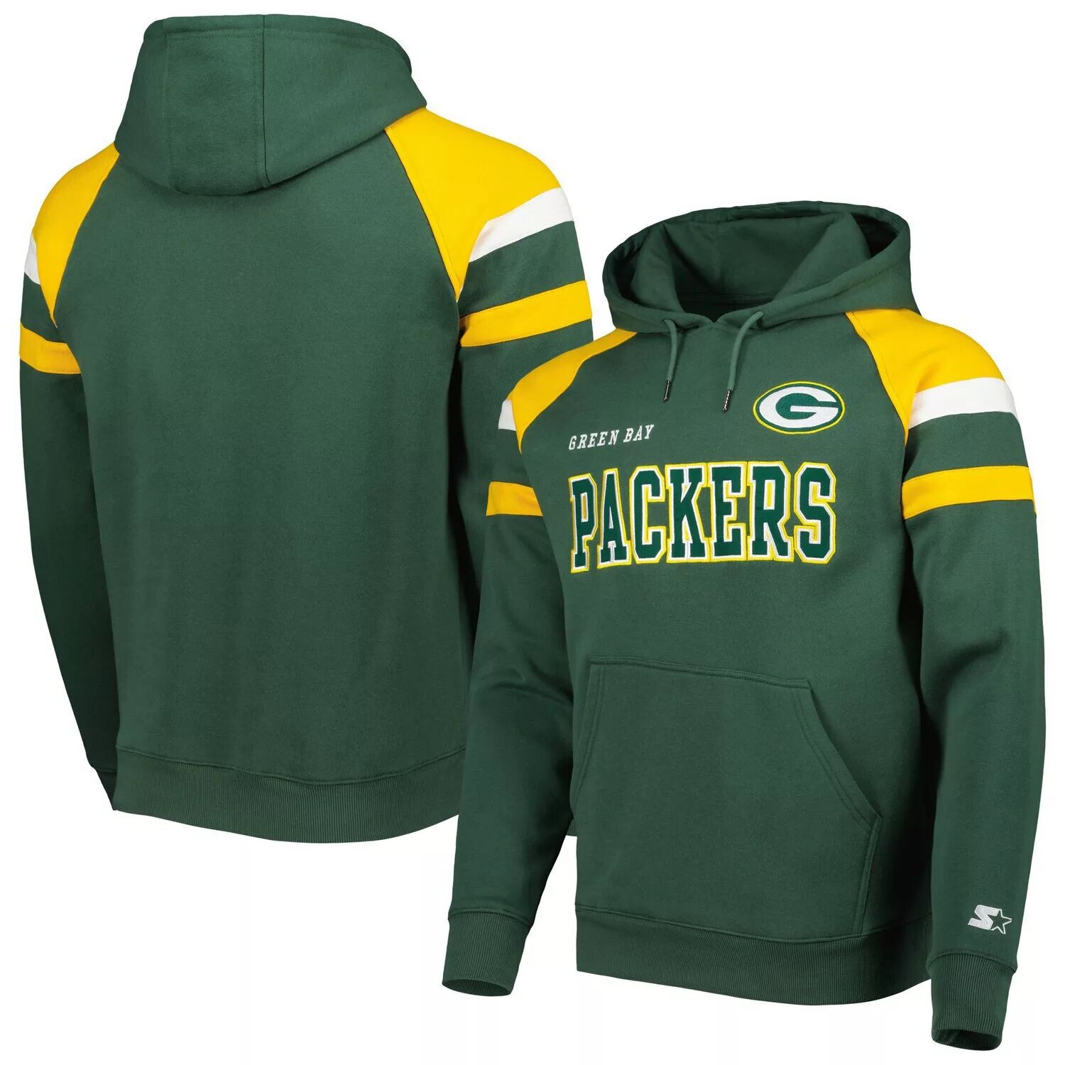 

Мужской зеленый пуловер с капюшоном Green Bay Packers Draft из флиса реглан Starter