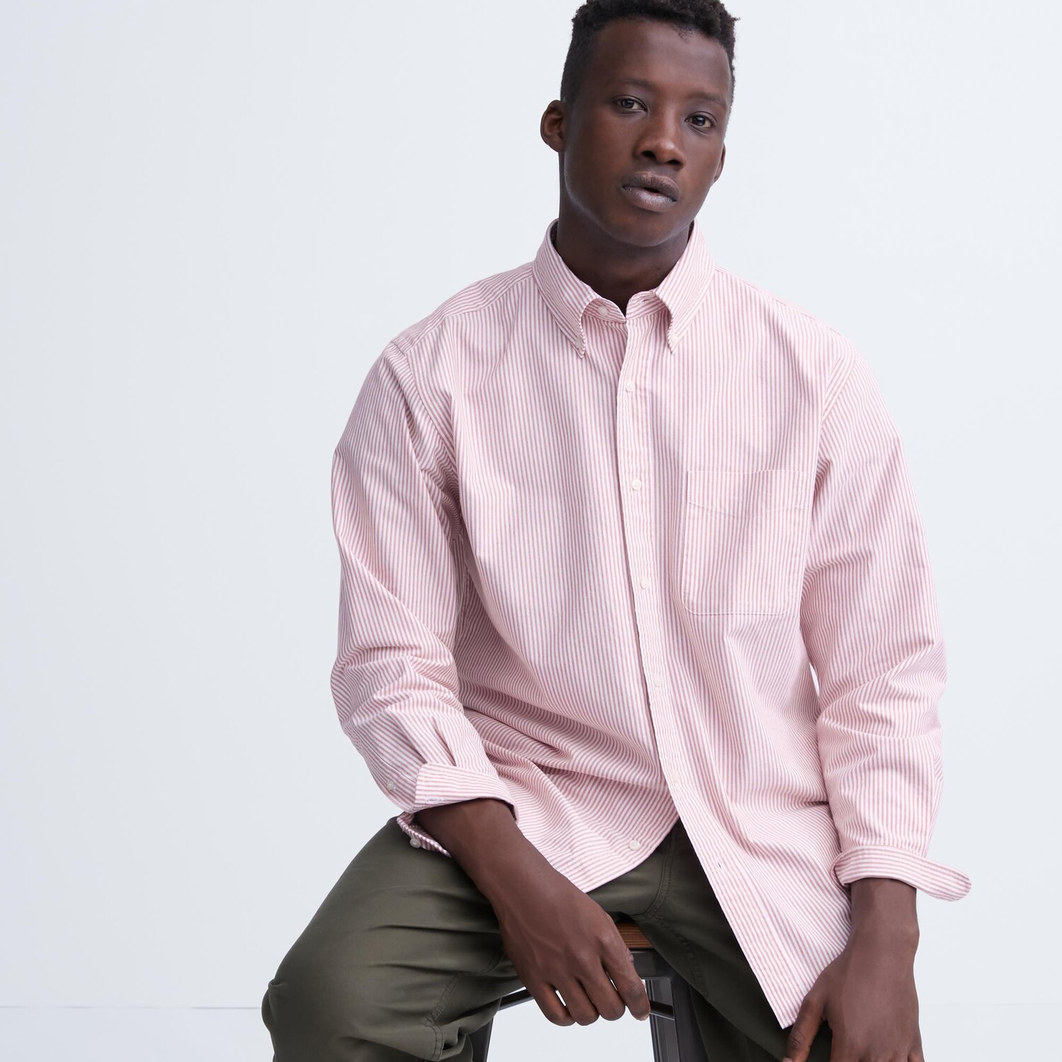 

Рубашка в полоску с длинным рукавом Oxford Uniqlo, красный