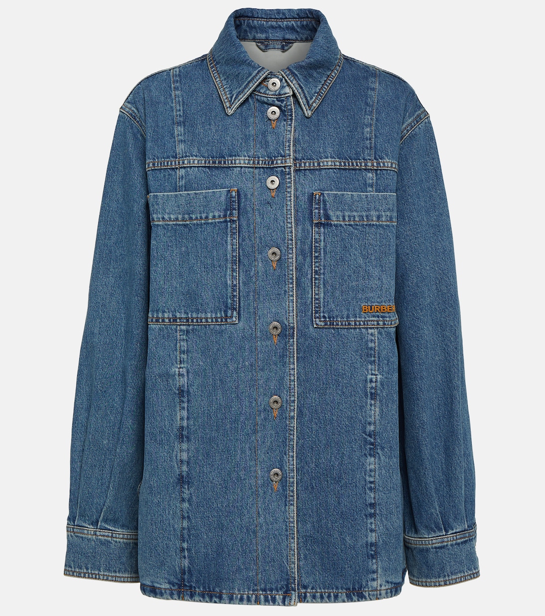 Джинсовая куртка-рубашка BURBERRY, синий хлопково джинсовая рубашка burberry синий