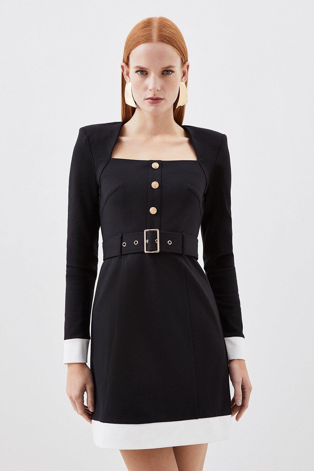 

Мини-платье с цветными блоками из джерси Ponte Hardwear Karen Millen, мультиколор