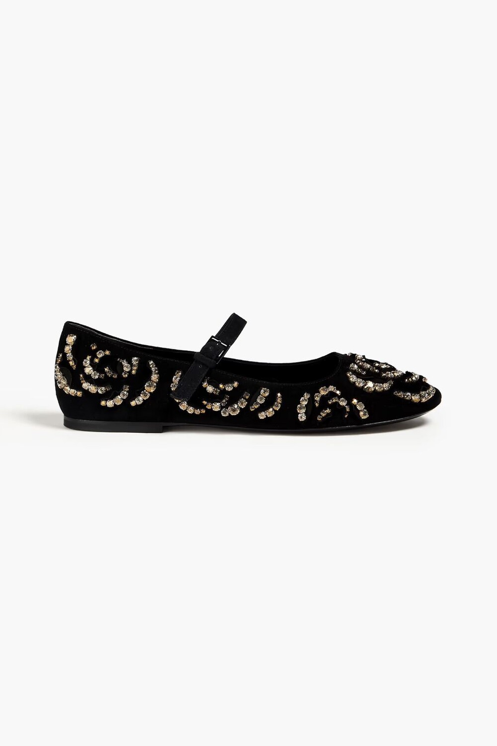 

Украшенные замшевые балетки Tory Burch, черный