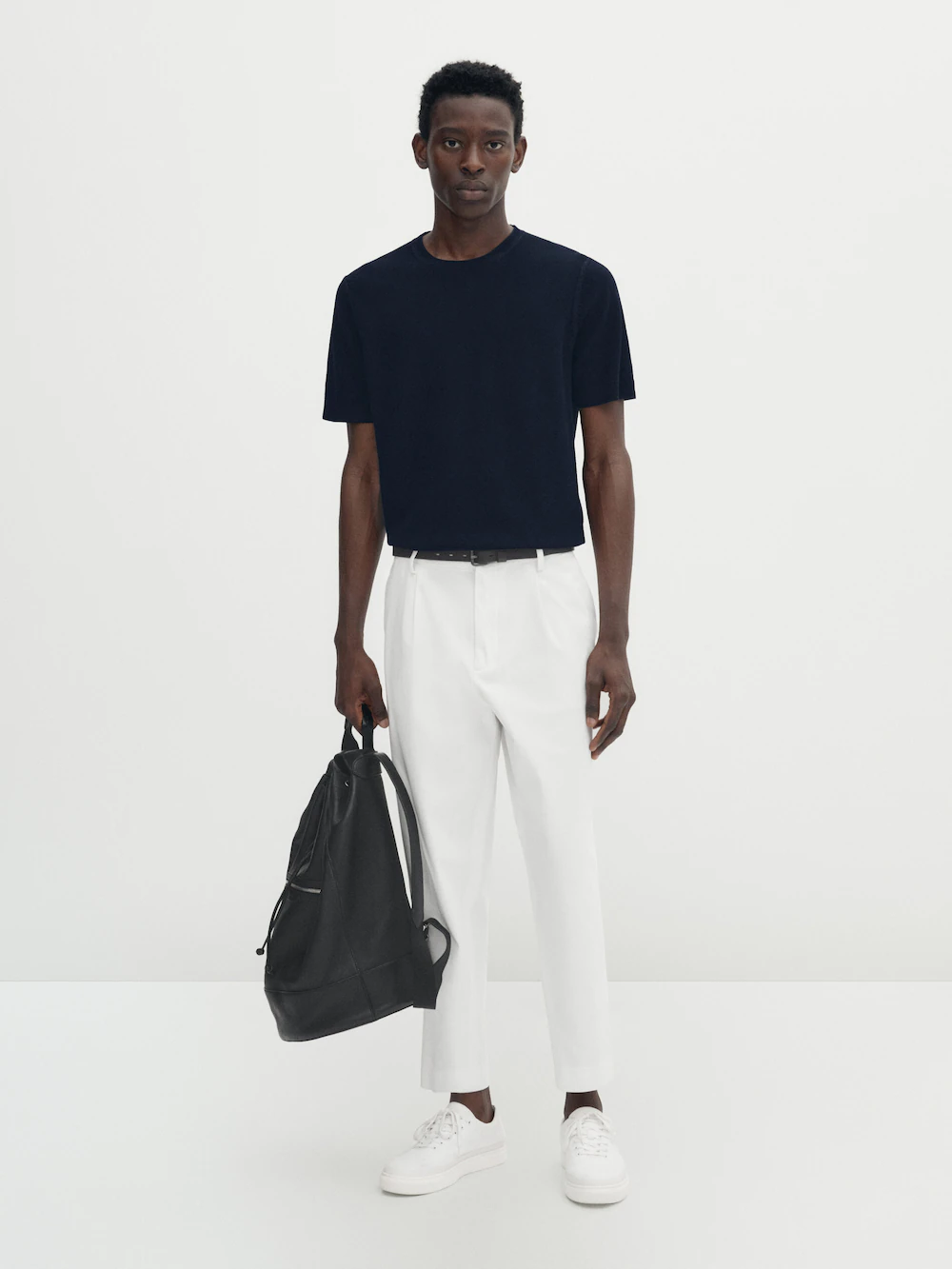 

Трикотажный свитер с коротким рукавом Massimo Dutti, синий