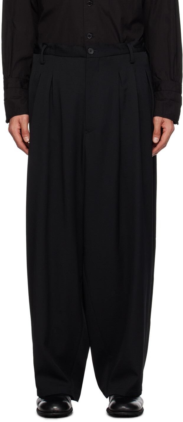 

Черные брюки с 12 складками Yohji Yamamoto, Черный