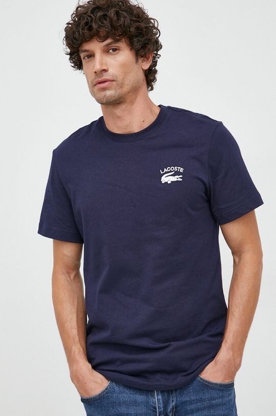 

Хлопковая футболка Lacoste, темно-синий