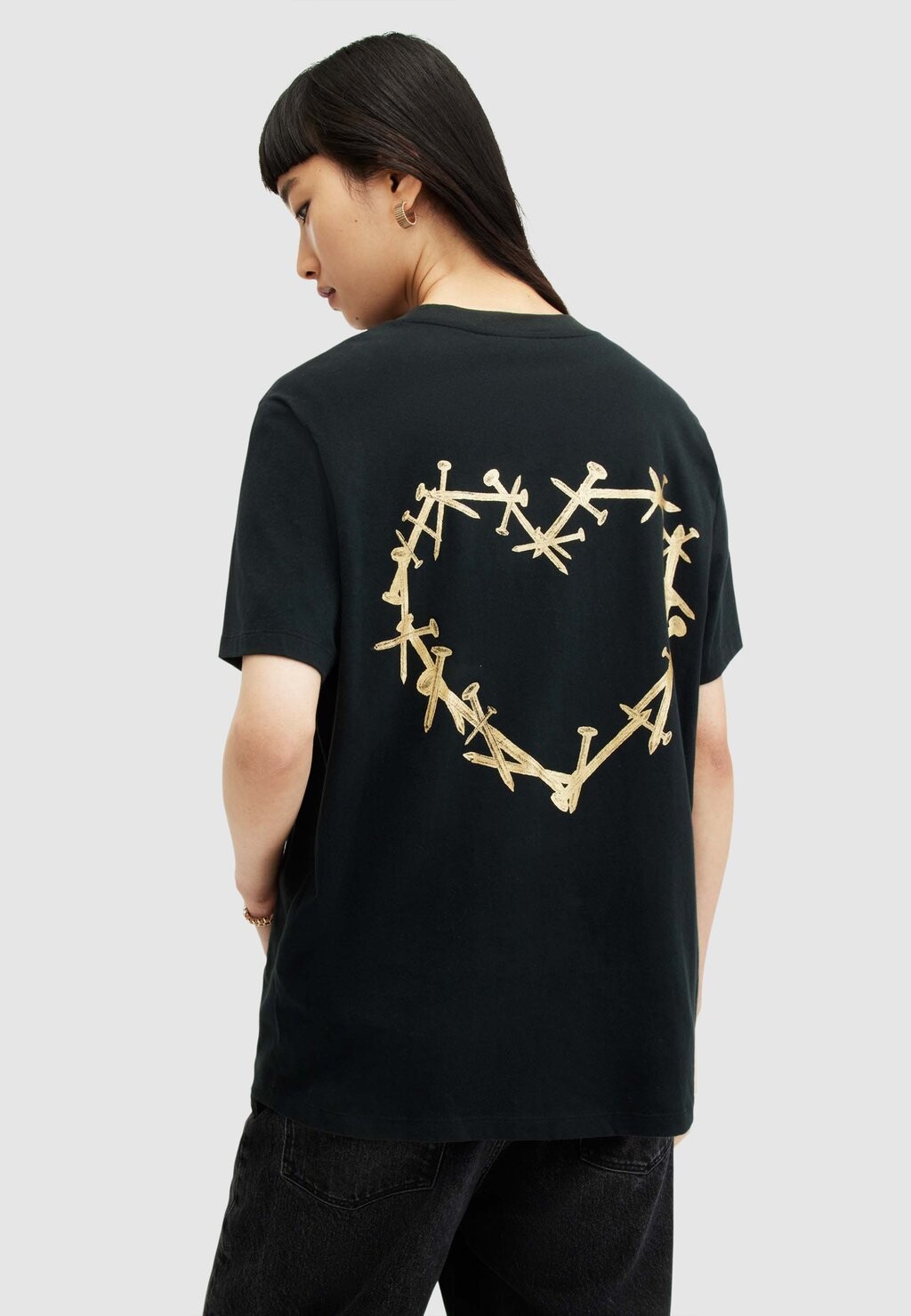 

Футболка с принтом PERTA BOYFRIEND AllSaints, черный