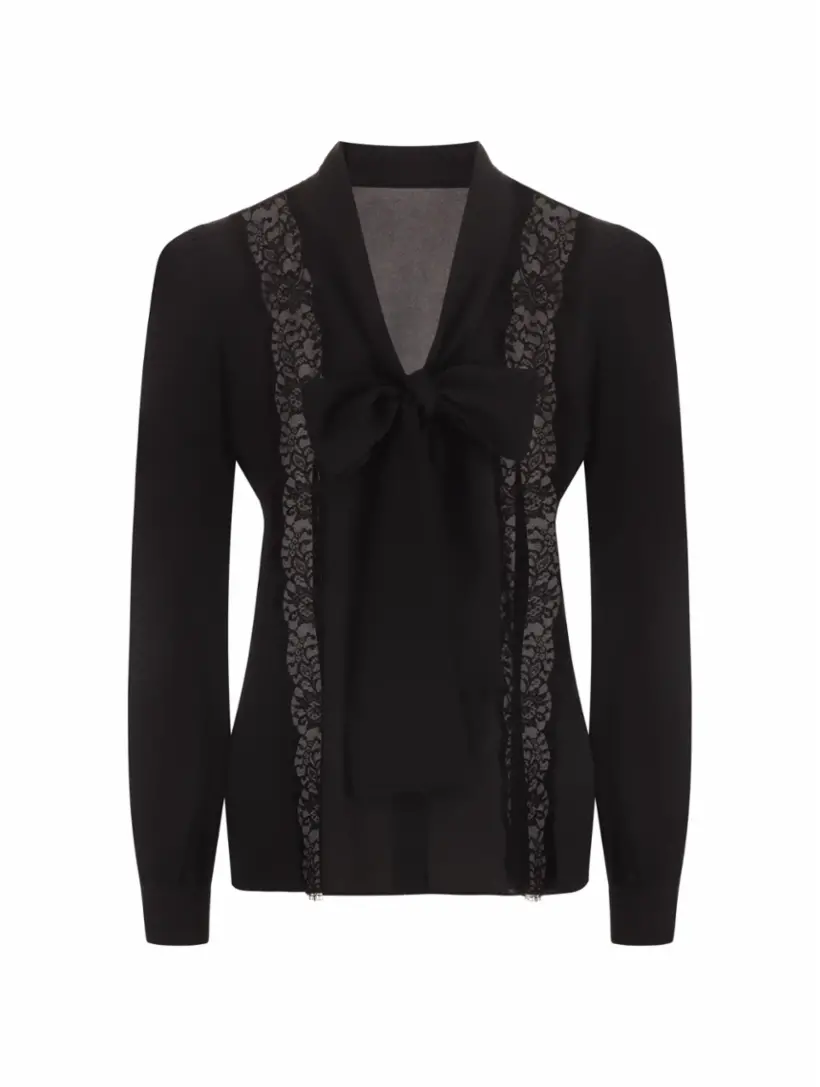 

Шелковая блузка с кружевом Dolce&Gabbana, черный