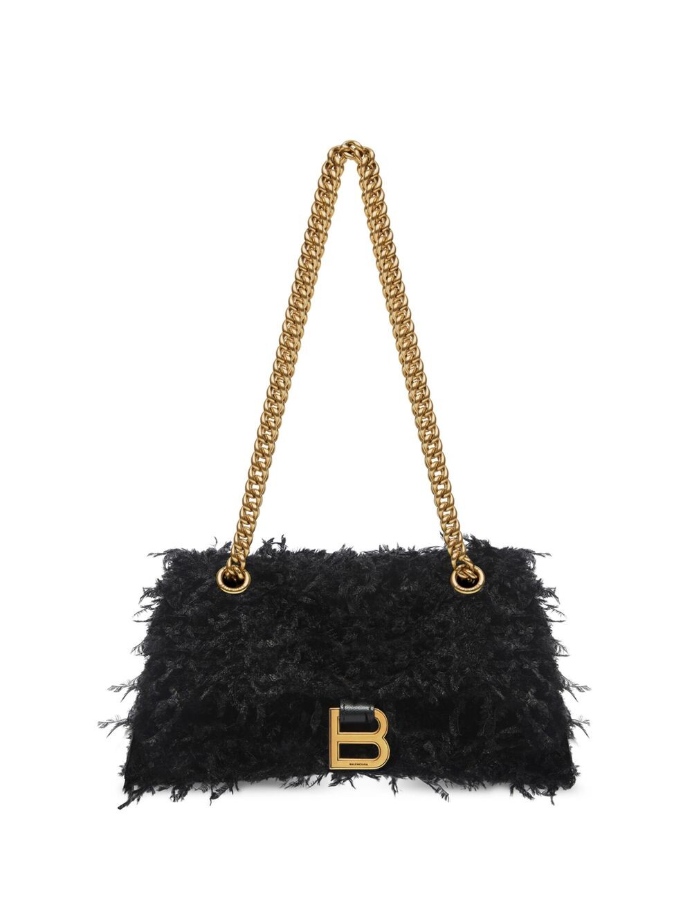 

Маленькая сумка на цепочке Crush с тканевыми перьями Balenciaga, черный