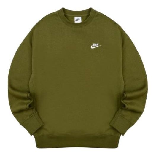 Толстовка Men's Nike Solid Color Logo Embroidered Sports Round Neck Pullover Long Sleeves Green, зеленый