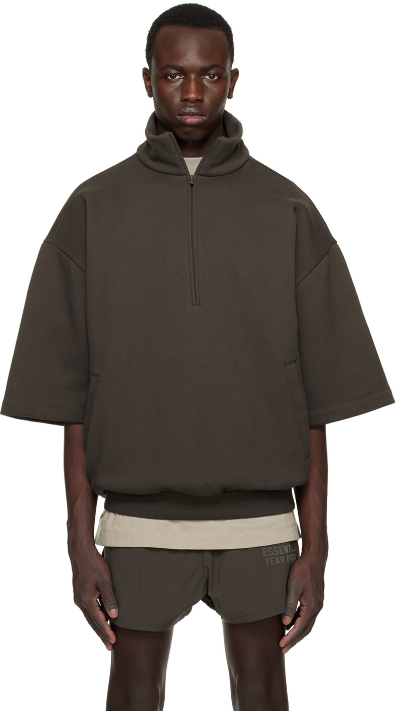 

Серый свитшот на молнии до половины Fear of God ESSENTIALS