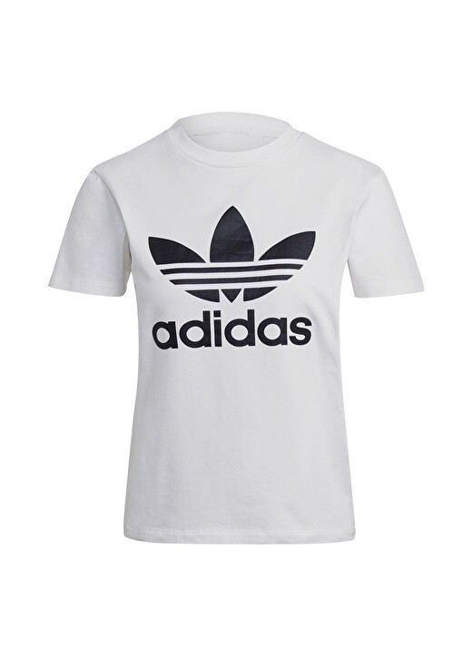 

Белая женская футболка с круглым вырезом и принтом Adidas