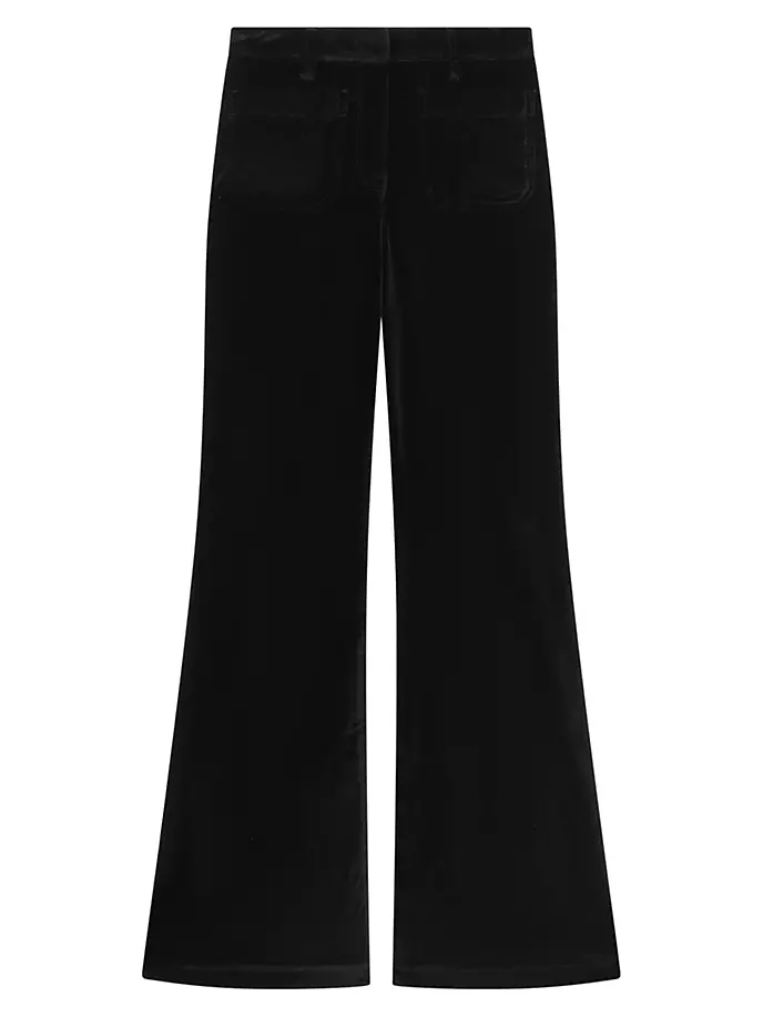 Бархатные расклешенные брюки Isa из хлопковой смеси Reiss, черный