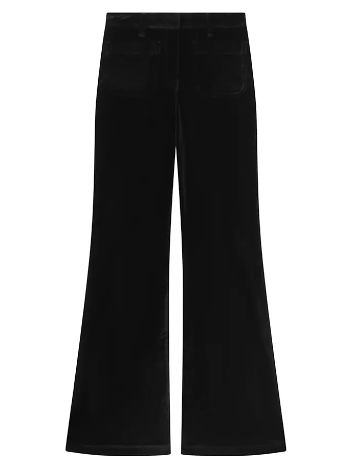 

Бархатные расклешенные брюки Isa из хлопковой смеси Reiss, черный