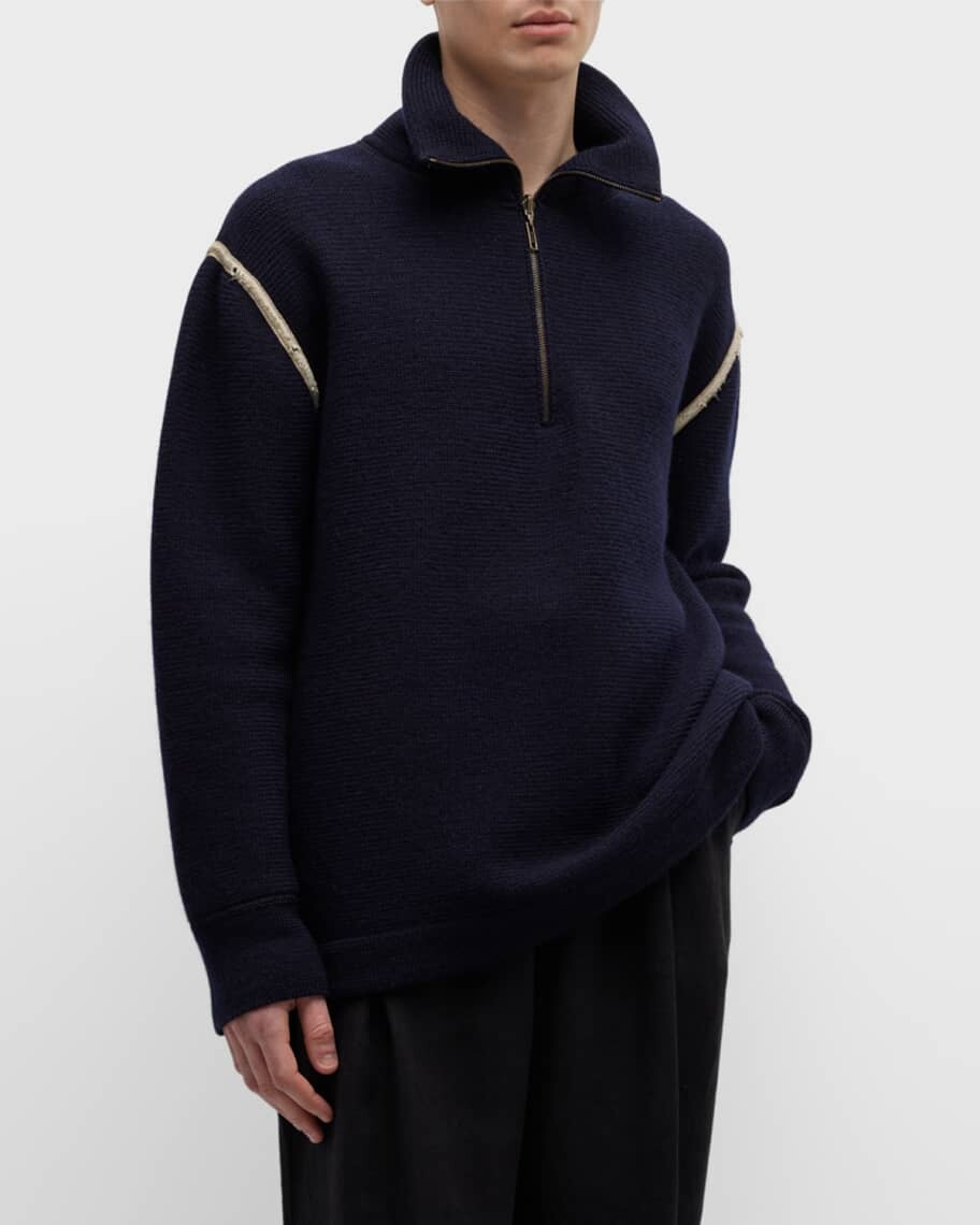 

Мужской свитер с молнией на четверть и джинсовыми нашивками Maison Margiela