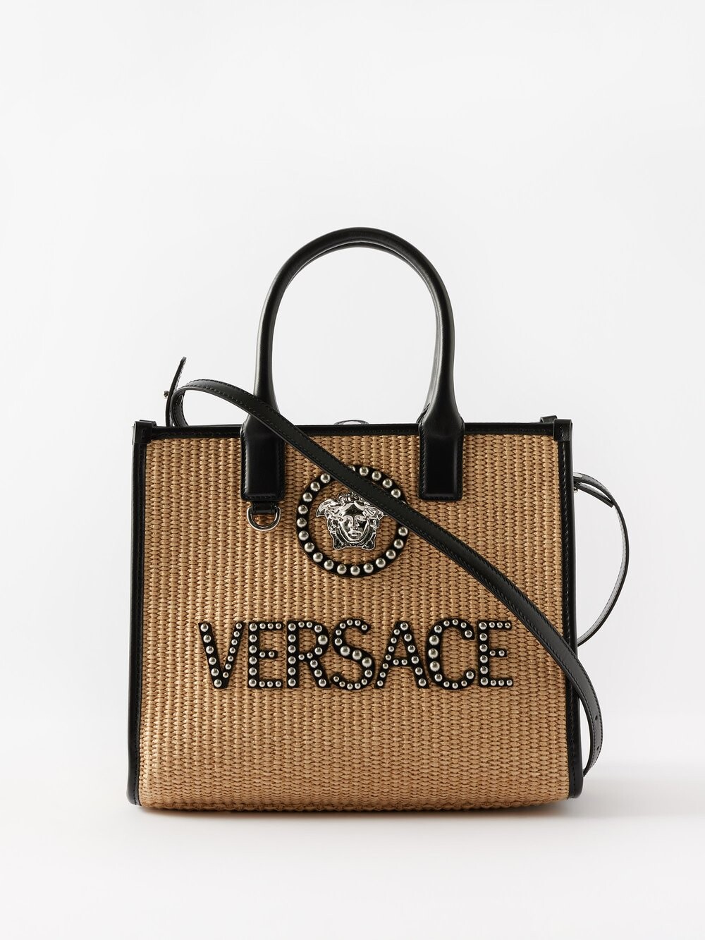 

Большая сумка la medusa из искусственной рафии и кожи Versace, бежевый