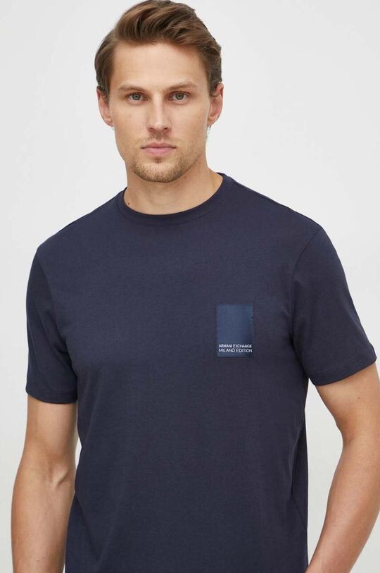 

Хлопковая футболка Armani Exchange, темно-синий