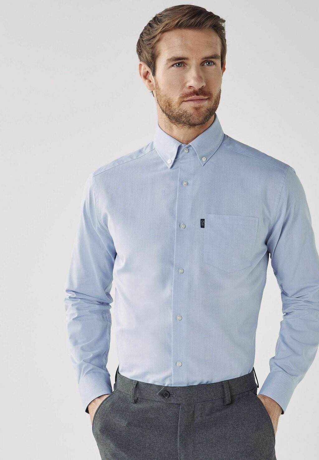 

Рубашка Easy Iron Oxford Regular Fit Single Cuff Next, цвет pale blue