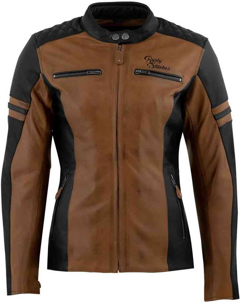 Женская мотоциклетная кожаная куртка Joyce Rusty Stitches, темно коричневый
