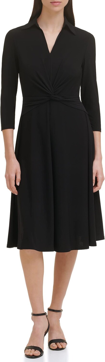 

Платье V-Neck Twist Waist with 3/4 Sleeve Tommy Hilfiger, черный