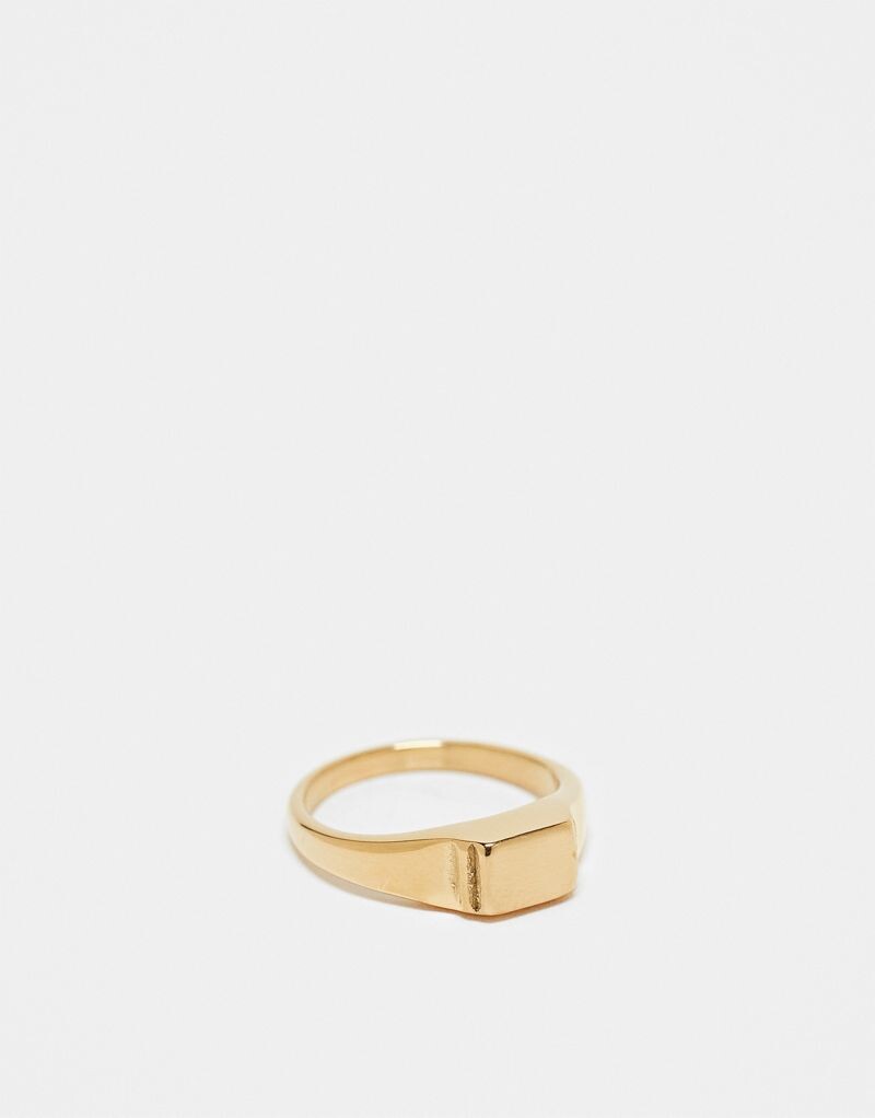 

Золотое кольцо-печатка ASOS DESIGN из водостойкой нержавеющей стали с матовым верхом