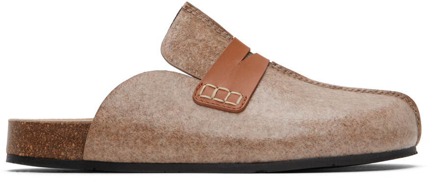 

Бежевые лоферы из ламинированного фетра Jw Anderson, цвет Beige
