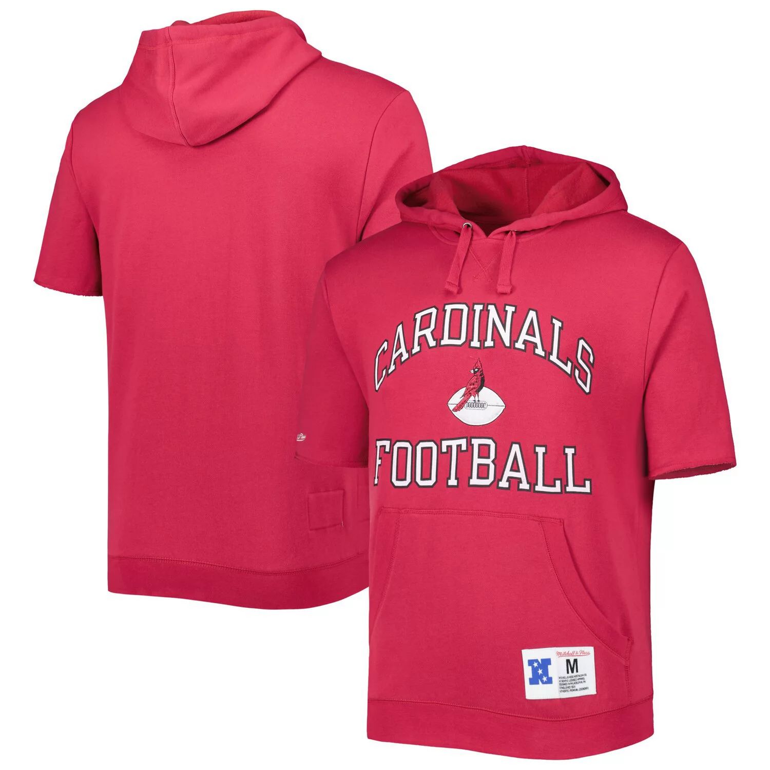Мужской пуловер с капюшоном и короткими рукавами Mitchell & Ness Cardinal Arizona Cardinals