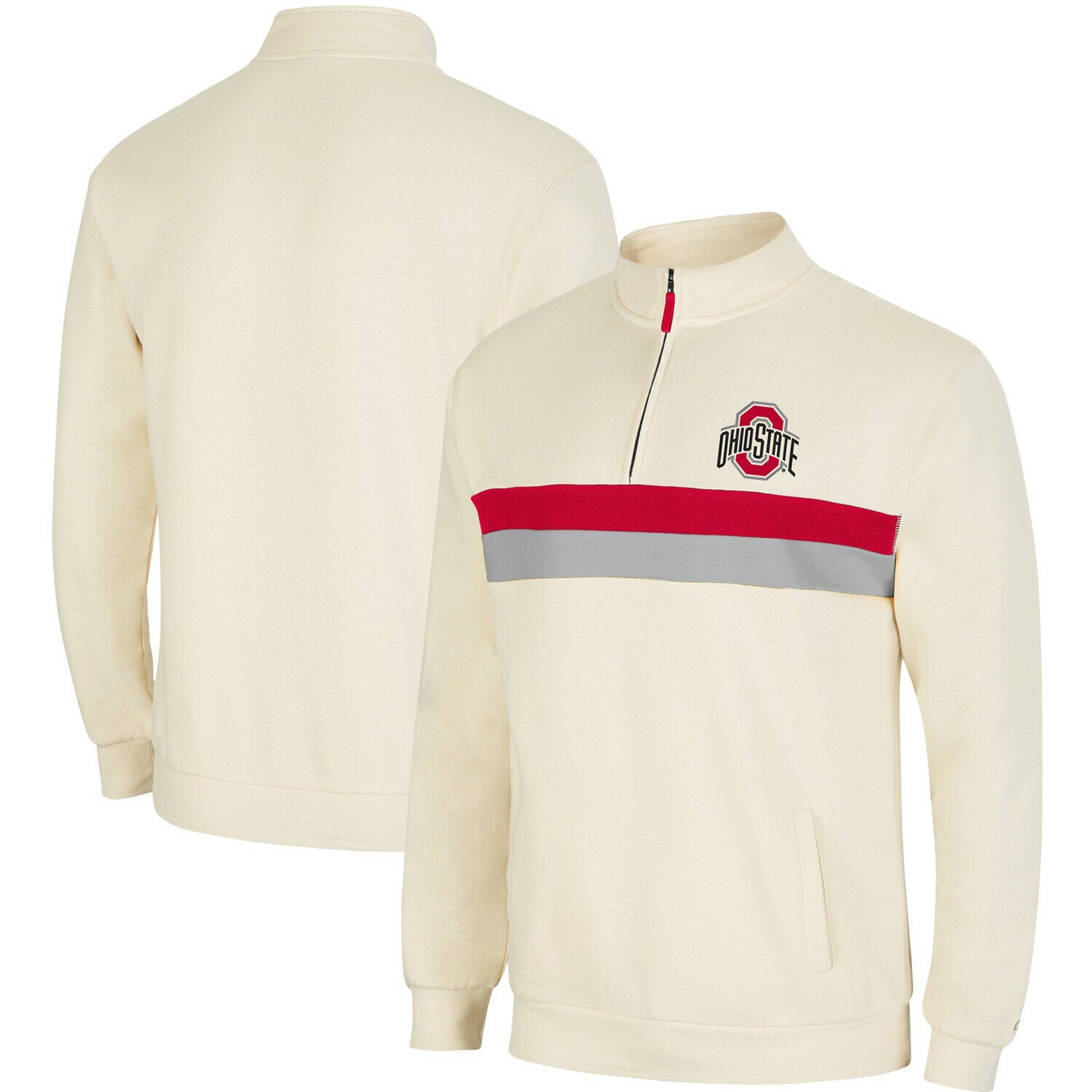 

Мужская кремовая куртка с молнией до четверти для занятий спортом Ohio State Buckeyes Colosseum