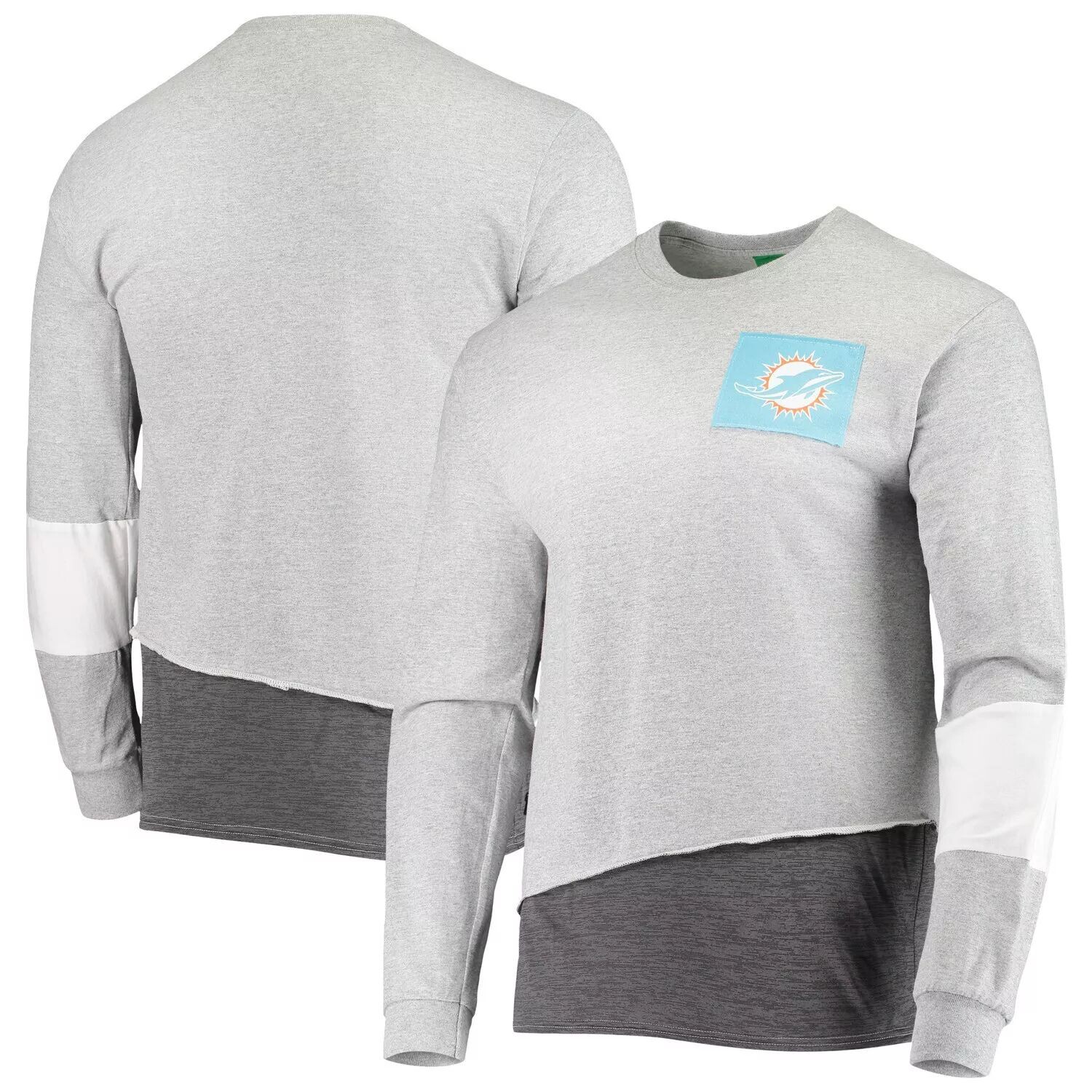 

Мужская футболка Refried Apparel серая с длинным рукавом Miami Dolphins Angle