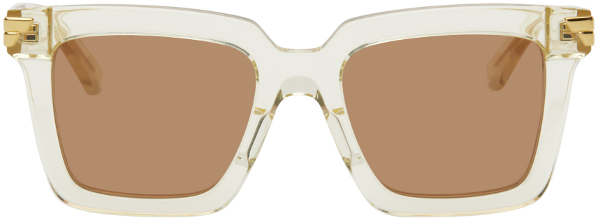 Бежевые квадратные солнцезащитные очки из толстого ацетата Bottega Veneta