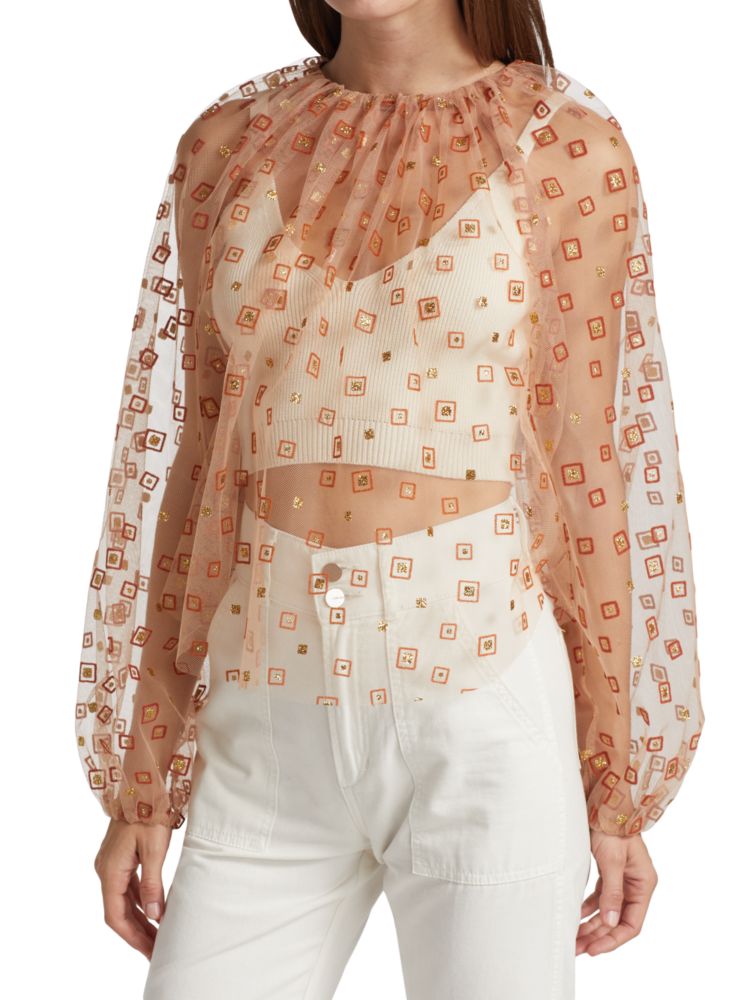 Прозрачная блузка со сборками на шее Rachel Comey, цвет Copper юбка rachel comey размер s синий