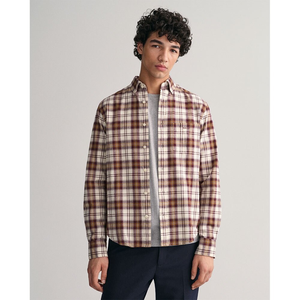 

Рубашка с длинным рукавом Gant Reg Ut Brushed Oxford Check, бежевый