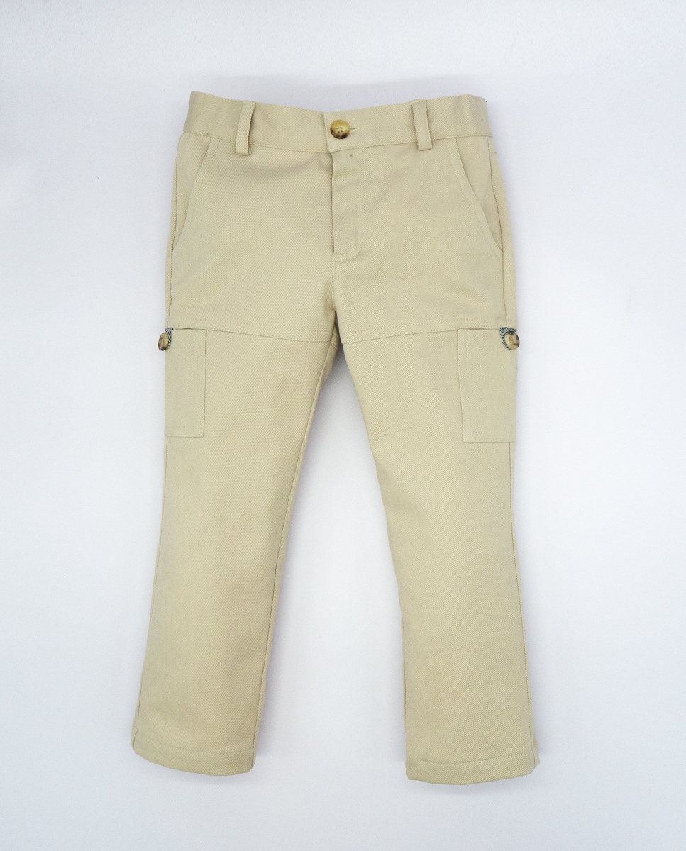 Бежевые хлопковые штаны для мальчика Fina Ejerique, бежевый