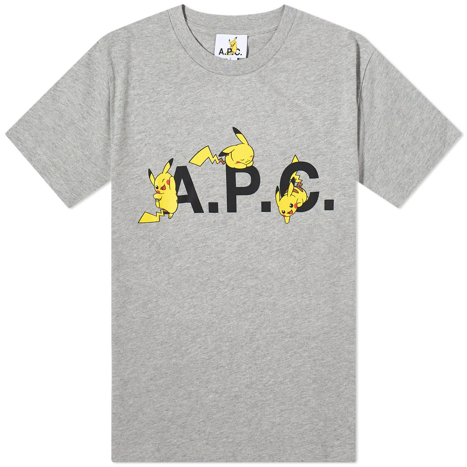 Футболка A.P.C. Pokémon Pikachu, цвет Plb Heathered Light Greyцвет Plb Heathered Light Grey
