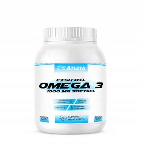 

Atleta, Omega 3, 1000 мг, жирные кислоты Dha Epa для иммунитета, 500 капсул.