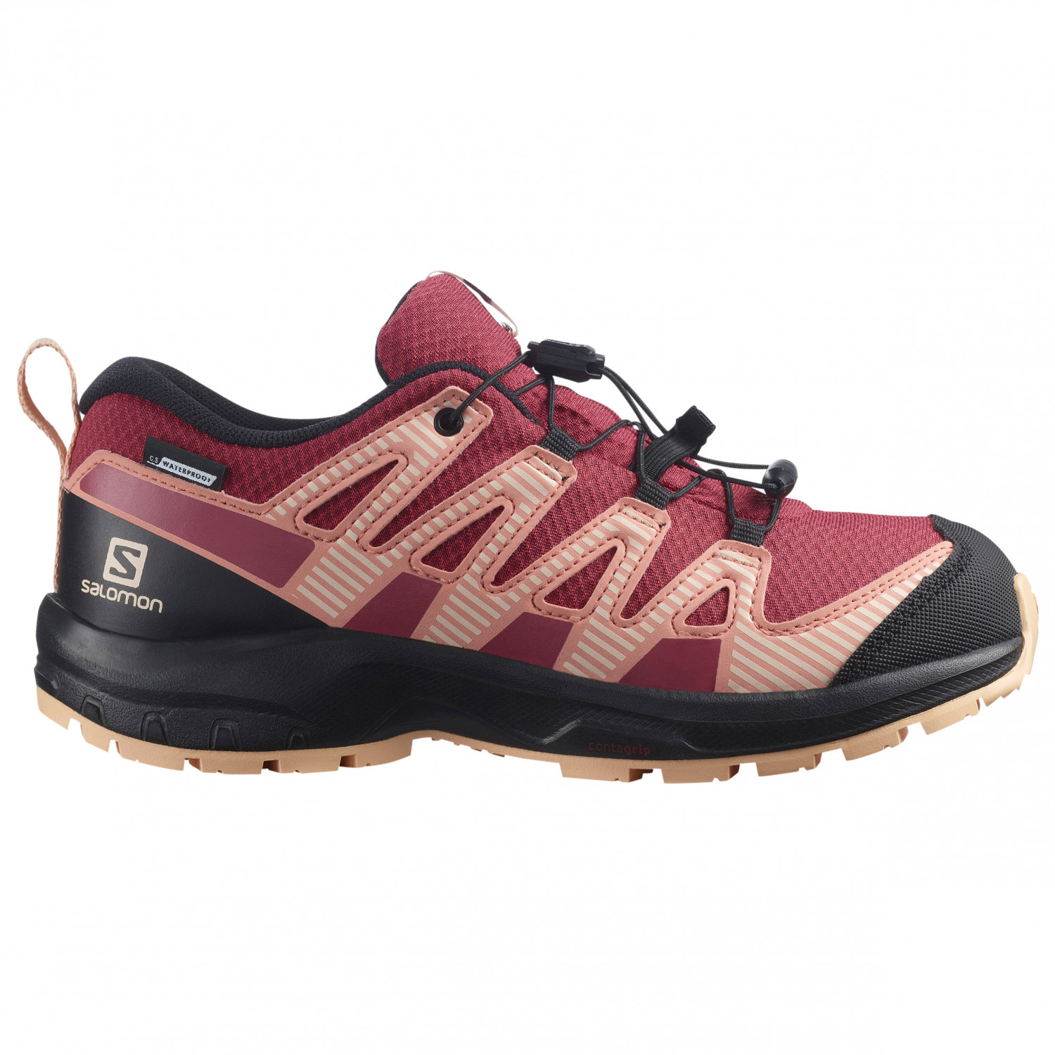 Кроссовки для бега по пересеченной местности Salomon XA Pro V8 CSWP Junior, цвет Earth Red/Black/Almond Cream